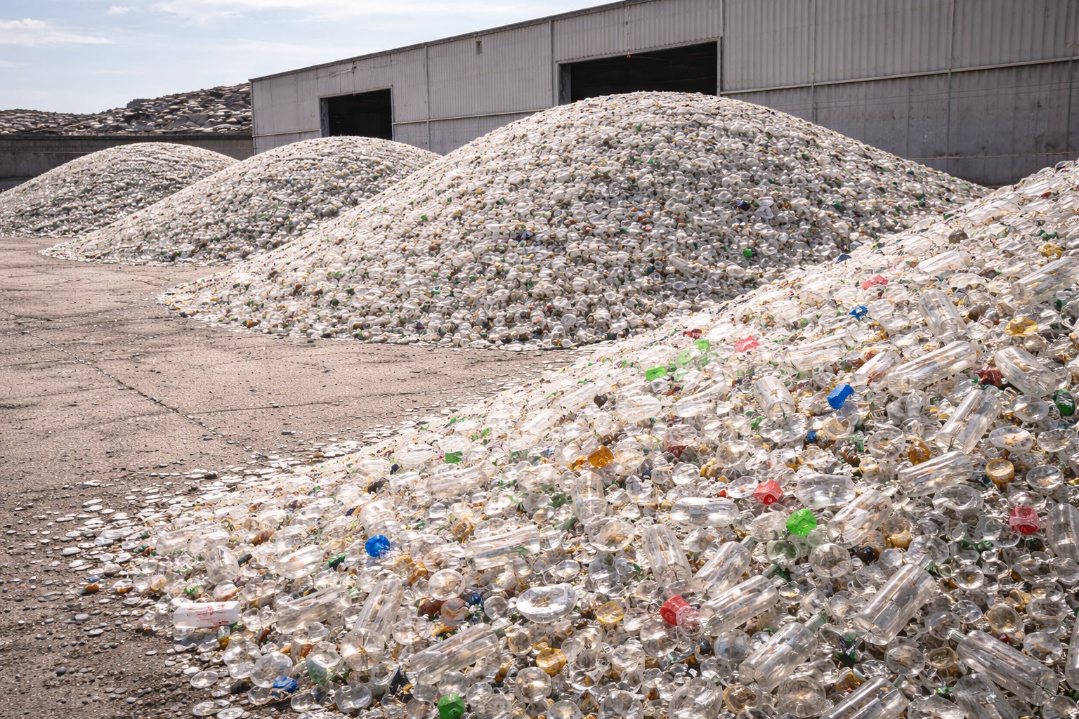 Clear glass cullet stockpile